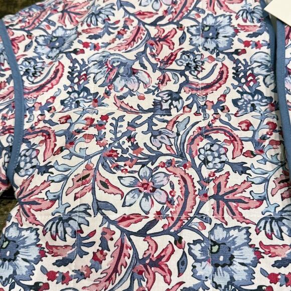 7 For All Mankind Jacket Quilted Paisley Floral XS Blue White Lightweight NEW - Picture 7 of 15